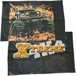 4x4 Extreme Sport Black Pillowcase set | Four-Wheel-Drive Print | Reversible - Picture 1 of 5
