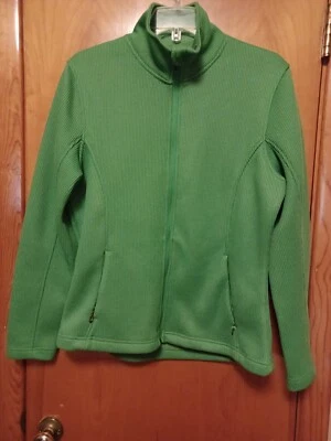 Polar King 绿色华夫格针织羊毛衬里全拉链女士夹克大号 (LR) — 第 1/4 张图片