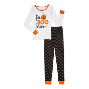 Way to Celebrate Girls 'Faboolous' Halloween Pajama Sleep Set , White Size 6 - Picture 1 of 3