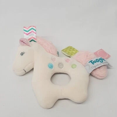 Taggies Mary Meyer Pônei Pintado Chocalho Brinquedo de Pelúcia para Bebê Branco Anel de Cavalo Laço Rosa - Imagem 1 de 4