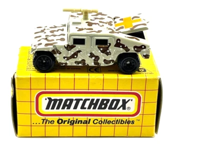 Vintage Matchbox MB3 Hummer With Gun & Orange Cross Tan Brown Camouflage Boxed - Image 1 of 4