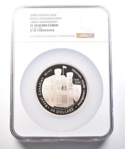 2008 Canada $50 Silver Royal Canadian Mint 100th Anniv PF70 UCAM NGC *3780 - Picture 1 of 3