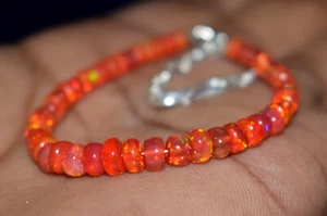 925 Sterling Silver Natural Ethiopian Opal Gemstone Beads 8"Bracelet UP - Picture 1 of 5