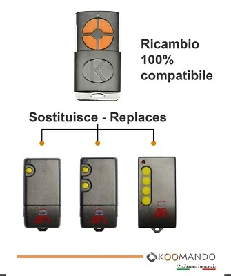 KOOMANDO Telecomando radiocomando compatibile con BFT TEO2 TEO4 433 Mhz apricancello