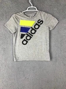 Adidas Boys Short Sleeve Crew Neck Gray Athletic T Shirt Size 7 - Picture 1 of 7