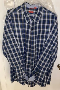 IZOD Men's Long Sleeve Green & Blue Plaid Button Down Shirt Size 2XLT - Picture 1 of 5