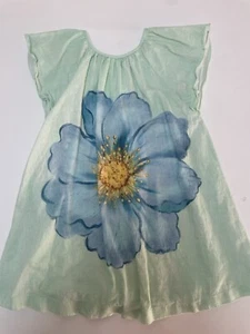 Zara Dress Girl Green Blue Flower 5 Years - Picture 1 of 8