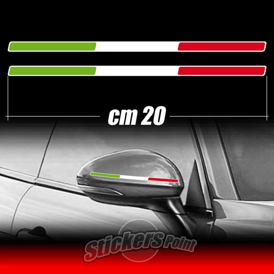 2 Adesivi calotte TRICOLORE specchietti ALFA ROMEO Italia GIULIETTA MITO GIULIA