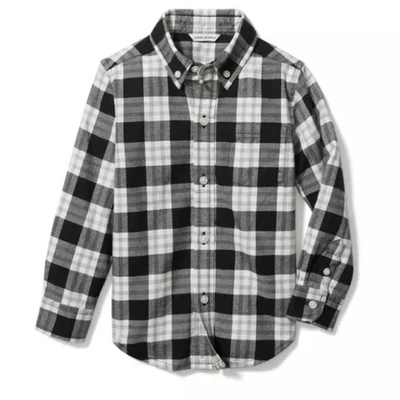 NUEVO CON ETIQUETAS JANIE AND JACK Camisa Informal a Cuadros Negra Sarga Cepillada con Botones 12-18M Foto 1 de 4