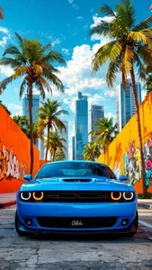 Blue Dodge Challenger Super Car Poster A3 size 29.7x42cm Semi-Gloss poster only - Picture 1 of 1