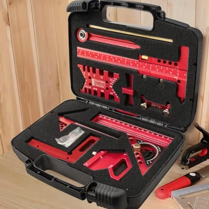 9Pcs Woodworking Square Kit with Box, Aluminum Scribeing Ruler,Center Finder - Picture 1 of 8
