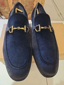 Steve Madden Madly Men’s Size 13 Velvet Loafers Navy Blue Gold Bit Dress... - Picture 1 of 10