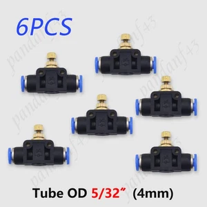 6 Pieces Pneumatic 4mm Air Flow Speed Control Valve Push In Connector Fitting - Picture 1 of 8
