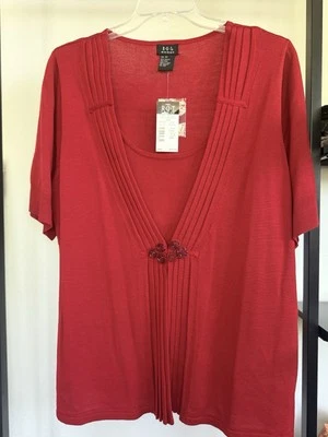 Cárdigan suéter R.Q.T para mujer en capas talla 3X borgoña manga corta nuevo con etiquetas✨ Foto 1 de 4