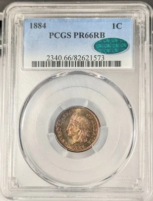 1884 P Small Cents Indian Head PCGS PR-66 RB CAC - Image 1 of 2