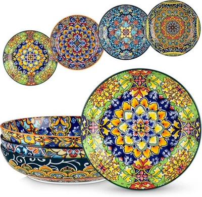vancasso Pasta Bowls 42oz Ceramic Salad Bowls of 4 Large Corlorful Serving Bowls