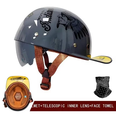Dot Motorcycle Helmets Scooter Jet Helmet Hat with Pull-down Sunvisor Len Unisex - Image 1 of 4