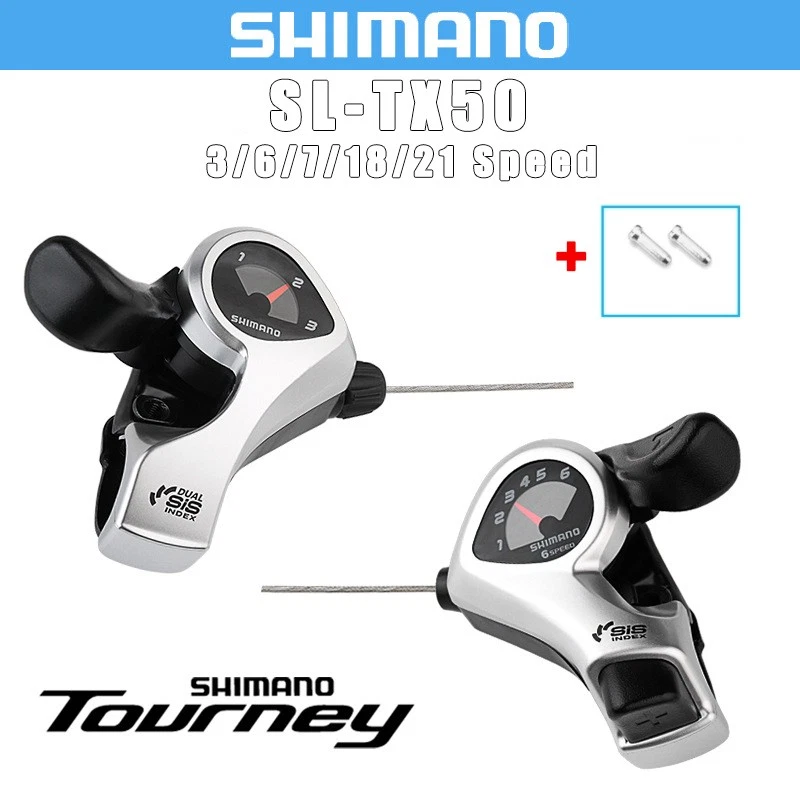 Shimano SL-TX50 3/6/7/18/21 Speed MTB Mountain Bike Thumb Gear Shift Lever Set - Image 1 of 4
