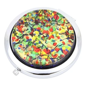 GlassOfVenice Murano Glass Millefiori Folding Compact Mirror - Golden Meadow - Picture 1 of 6