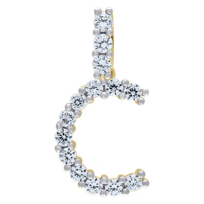 925 Argento Sterling Zirconia Cubica Iniziale C Ciondolo Piccolo Unisex Giallo - Immagine 1 di 2