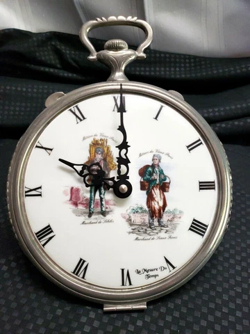 Vintage Limoges France Wall Clock La Mesure Du Temps Metal Ceramic Cover