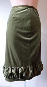 GRÜN SAMT 8 31 NEU Avocado Shabby Chic Rüsche dunkel tief modern Vintage - Bild 1 von 5