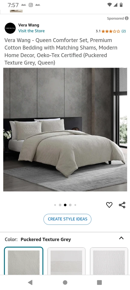 Juego de edredón Vera Wang/Reina/Gris/3 piezas Foto 1 de 4