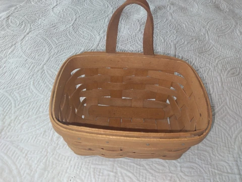 1994 Longaberger Wall Basket  Mail Key Hanger 5x7 Leather Handle FREE SHIP Cover