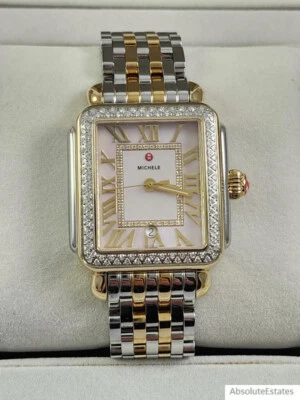 Reloj Michele Deco Madison Dos Tonos Plata Oro Diamante Rosa MWW06T000266 Reacondicionado Foto 1 de 4