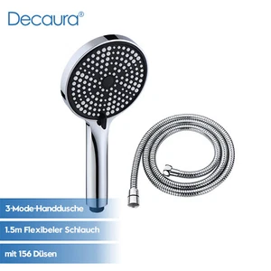 Cabezal de ducha Decaura 3 tipos de chorro 120 mm cabezal de ducha de mano con manguera cromada - Imagen 1 de 5