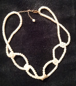 14K Seed Pearl Choker / Collar 12" / Flower Design / Necklace - Picture 1 of 4