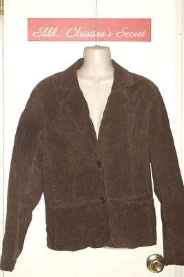 RELATIVITY Mujeres Cuero Marrón Chaqueta Abrigo Blazer Gamuza Lavable Bolsillo Forrado XL Foto 1 de 4