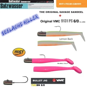 2 Stück Hogy Paddle 18cm BG + 2 Stück SAVAGE GEAR Sandeel LB + 2 VMC Bullet 60g - Bild 1 von 3