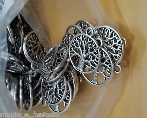 4 Albero della Vita ARGENTO TIBETANO Charms Ciondolo Pendente Anello mm 18x16 - Foto 1 di 1