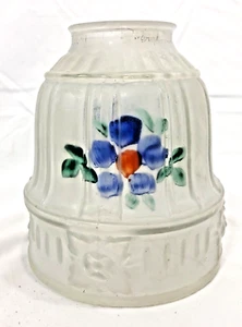 Vintage Frosted Glass Lampshade Shade Reverse Floral Painted Ceiling Light Nice - Picture 1 of 8
