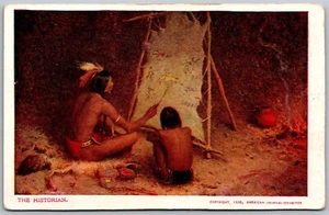 Tarjeta postal de colección The Historian Native American Indian Painting Hide 1906 UDB - Imagen 1 de 2