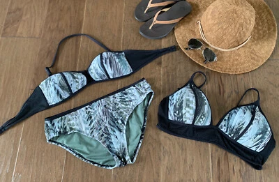 Lote de 3 piezas de bikini Kenneth Cole, para mujer talla mediana malla negra y oliva Foto 1 de 4