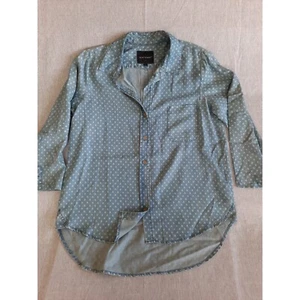 Velvet Heart Women Large Art All Over Button Top LS Western Chambray Faded Blue - Picture 1 of 8