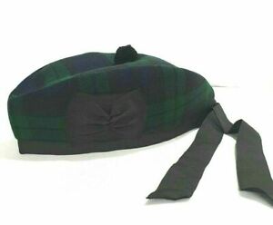 Glengarry Hat Scottish Wool Piper Bonnet Black Watch Highland Scots Cap / Tartan