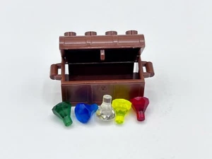 Lote de Lego Marrón Rojizo Tesoro Cofre Contenedor con 5 Joyas de Cristal - Imagen 1 de 2