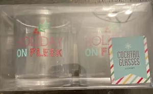 LAST ONE Holiday on Fleek Cocktail Glasses 2 Count - New In Box - Picture 1 of 2