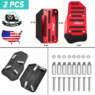 Universal Non-Slip Automatic Gas Brake Foot Pedal Pad Cover Accessories Kit Red - Image 1 of 4