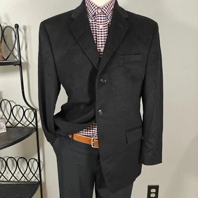Abrigo Blazer Deportivo Para Hombre Calvin Klein Tres Botones Negro Lana Nylon Cachemira 41R Foto 1 de 4