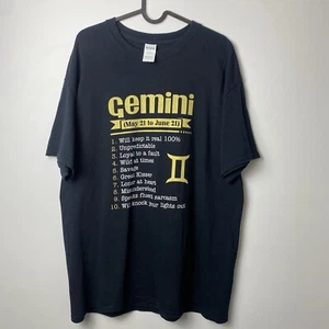 GEMINI Horoscope Funny Black Tee - Size L - 100% Cotton Tee - VGUC ! - Picture 1 of 7