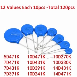 5D471K - 14D471K Metal Oxide Varistor Kits 12 Values Each 10pcs -Total 120pcs - Picture 1 of 5