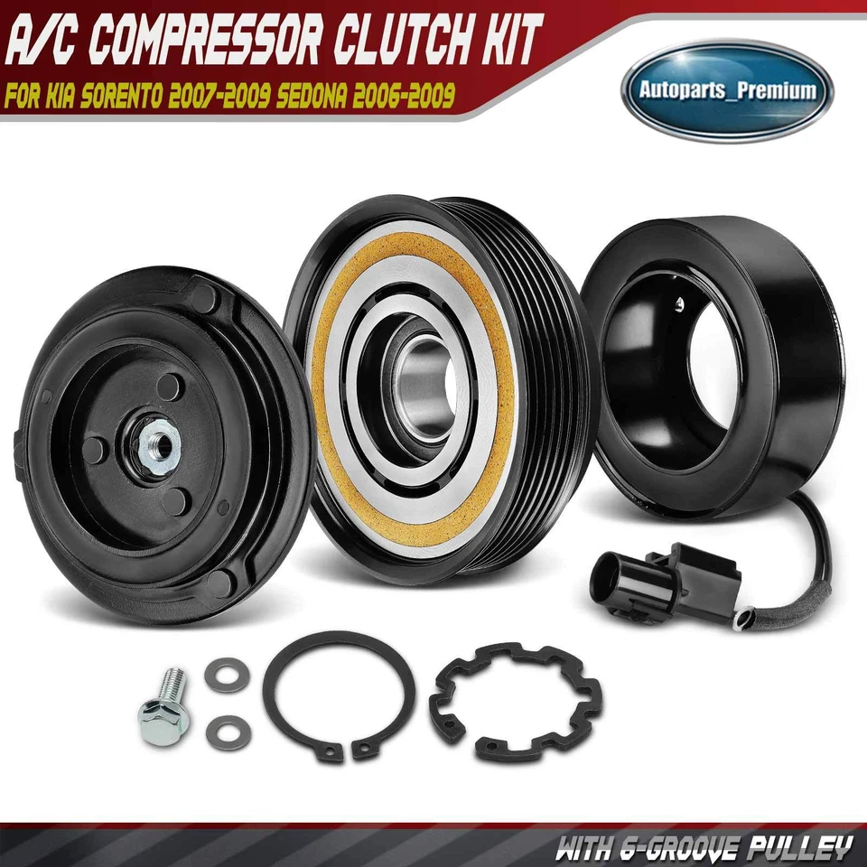 Kit de embrague compresor de aire acondicionado para Kia Sorento 2007-2009 Sedona 2006-2009 Hyundai Foto 1 de 4