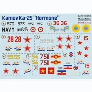 Calcomanías hormonales Kamov Ka-25 escala 1:72 PS 72-394 para helicóptero kit modelo plástico - Imagen 1 de 3