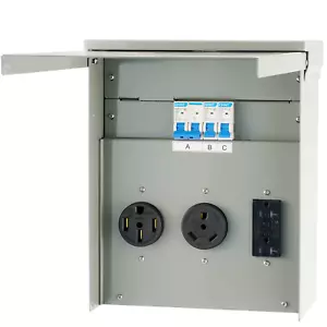 Outdoor RV Power Outlet Box 20/30/50A NEMA 3R Waterproof Electric Receptacle - Picture 1 of 8