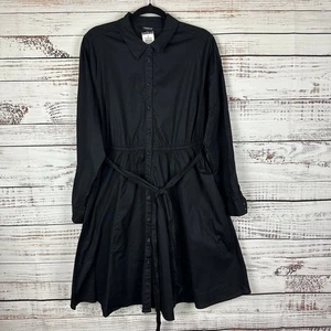 Womens TORRID NWT Black Button Up Shirt Dress Midi Goth Punk Grunge Cotton L (0) - Picture 1 of 6