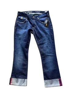 Women’s NWT New Carhartt Curvy Fit Capri Cropped Jeans Size 8 Cuffed Super cute! - Picture 1 of 8